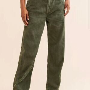 AGOLDE Low Slung Baggy Corduroy Pants Greyed Olive Wide Leg Size 28